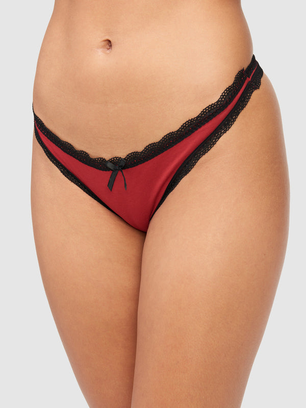 Cora Cotton & Lace Thong - Fredericks of Hollywood